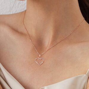 INFUSEU J Initial Necklace Women Letter Heart Jewelry Rose Gold Pendant