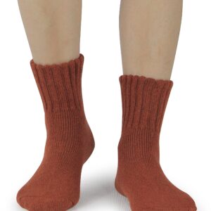 BenSorts Winter Solid Boots Socks for Women Thick Warm Cozy Crew Socks 5 Pair Pack Brown Red Green Yellow Khaki Stocking Stuffers Gifts