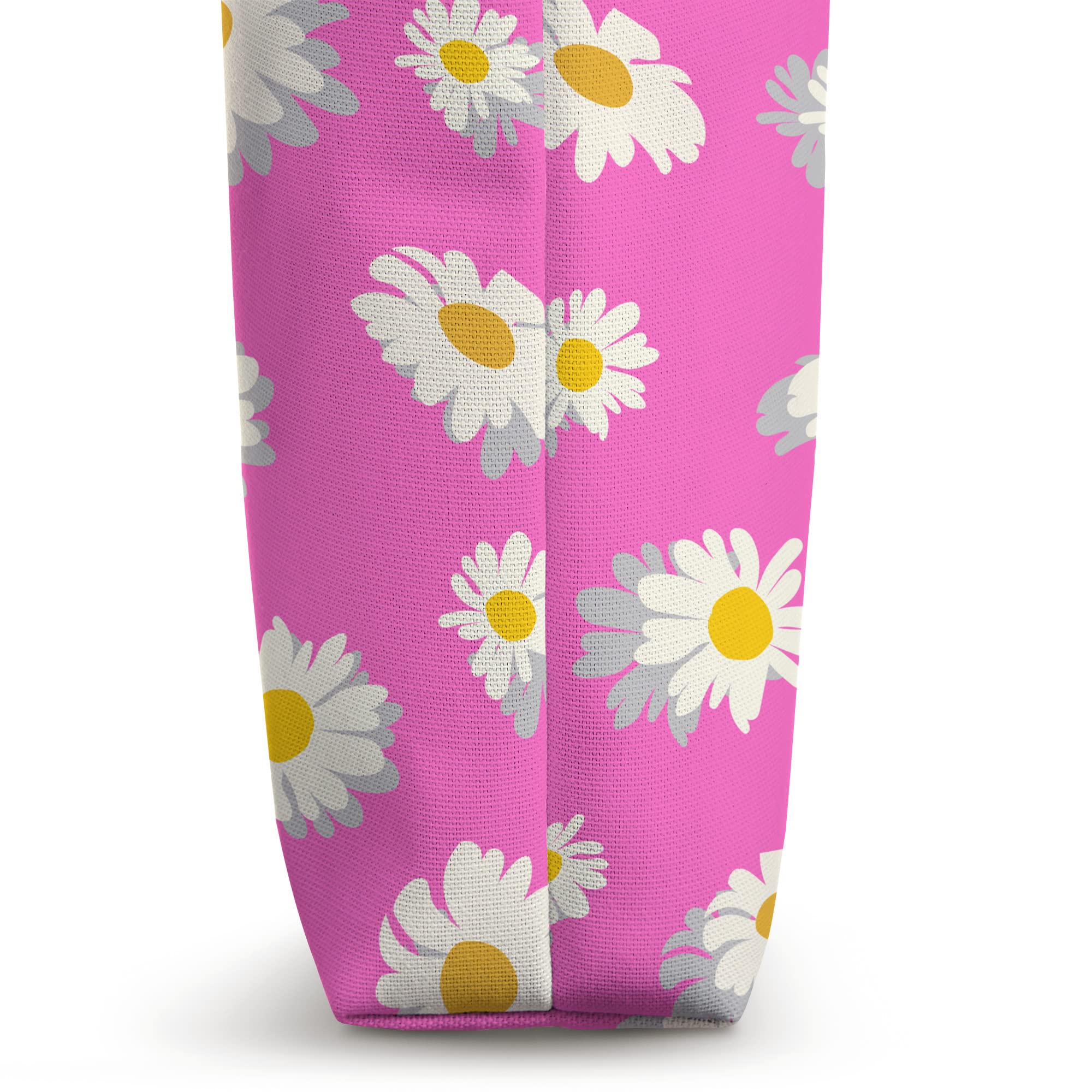 Daisy Flower Pattern on Pink Tote Bag