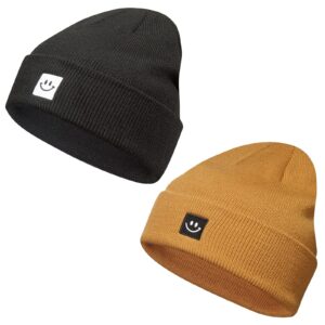 Paladoo Black/Camel Beanie Hat 2Pack