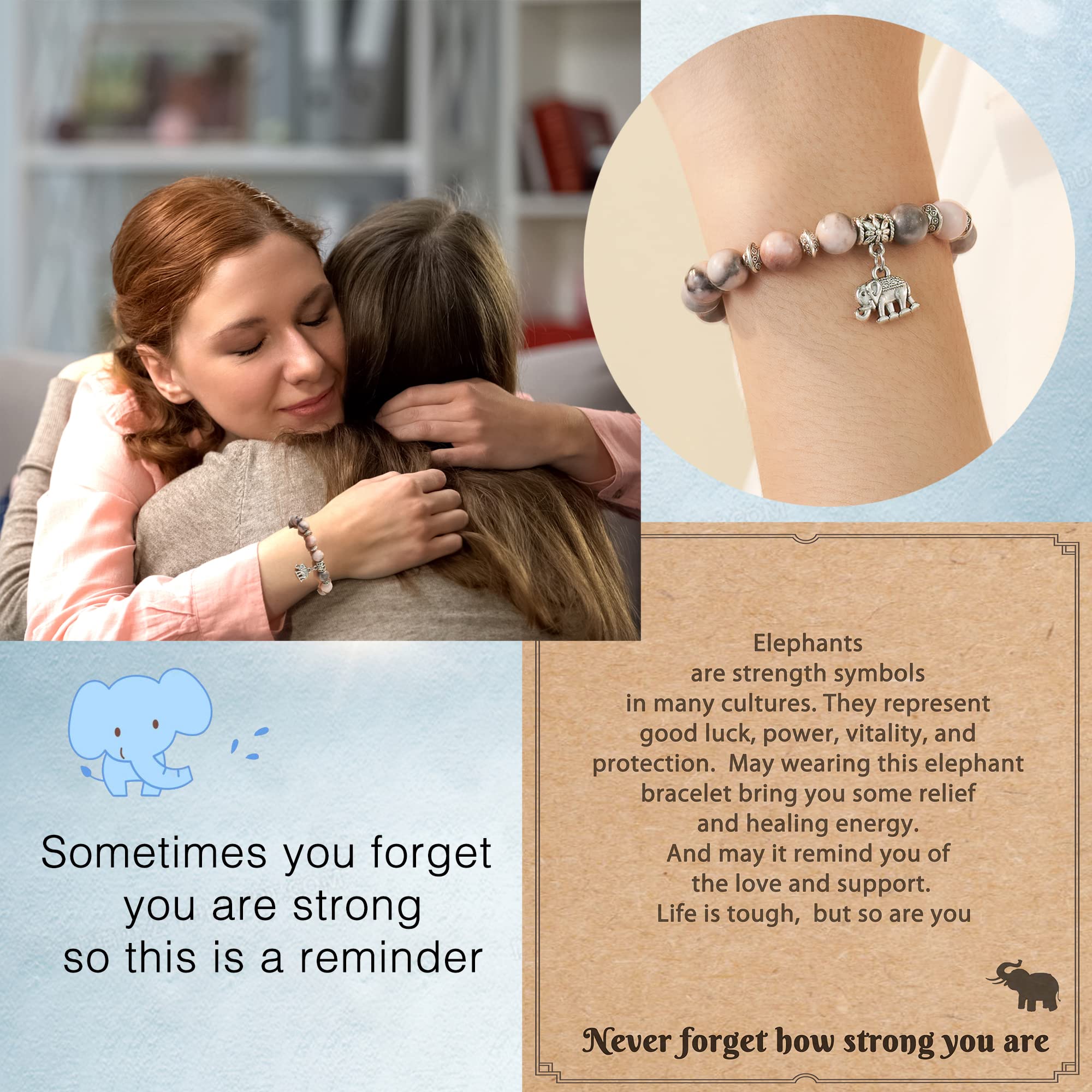 HGDEER Elephant Gifts for Women, Feel Better After Surgery Revovery Inspirational Bracelet Get Well Soon Gifts for Women