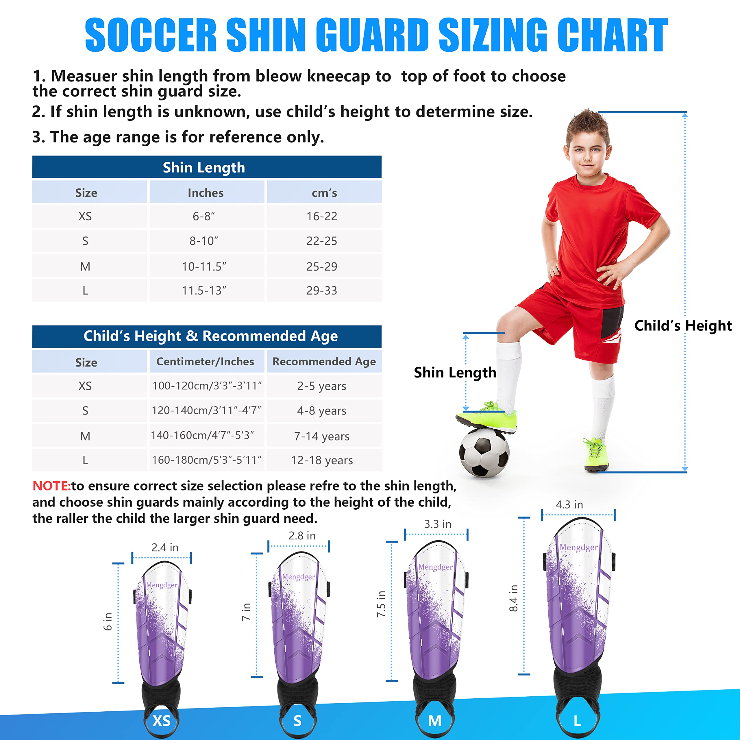 Shin Guards Soccer Youth with Ankle Protection Shin Pads for Kids Girls Boys Toddler S Size