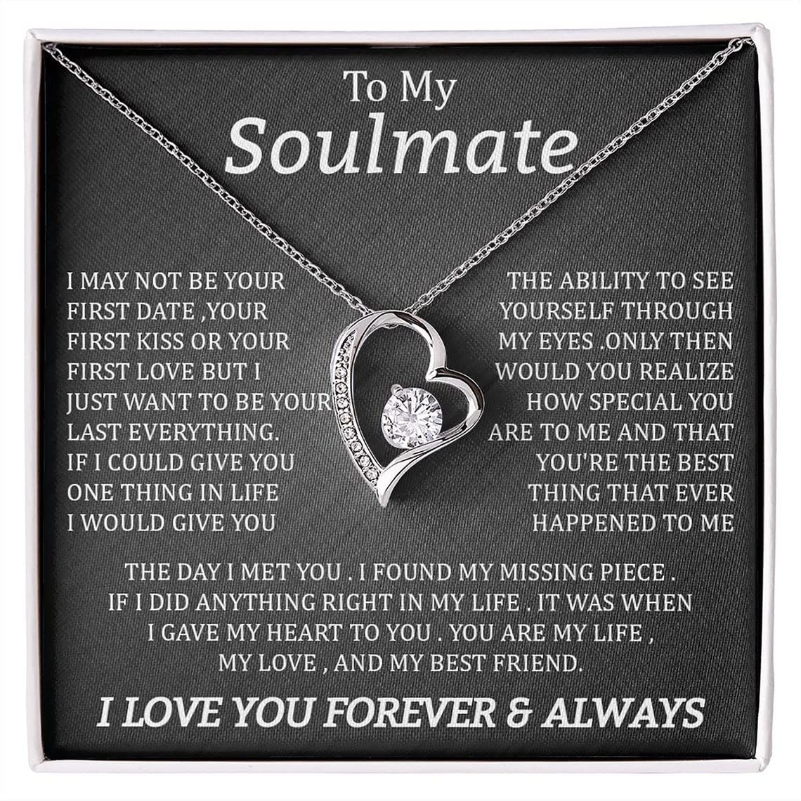 Beautiful Soulmate Necklace To My Beautiful Wife Necklace My Future Wife Gift Soulmate Jewelry Forever Love Necklace (18k Yellow Gold Finish (Luxury Box))