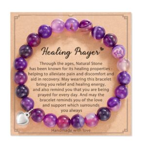 HGDEER Get Well Soon Gifts for Women Crystals Stone Bracelet for Women Purple Gifts, Bracelets for Women, Amethyst Bracelet