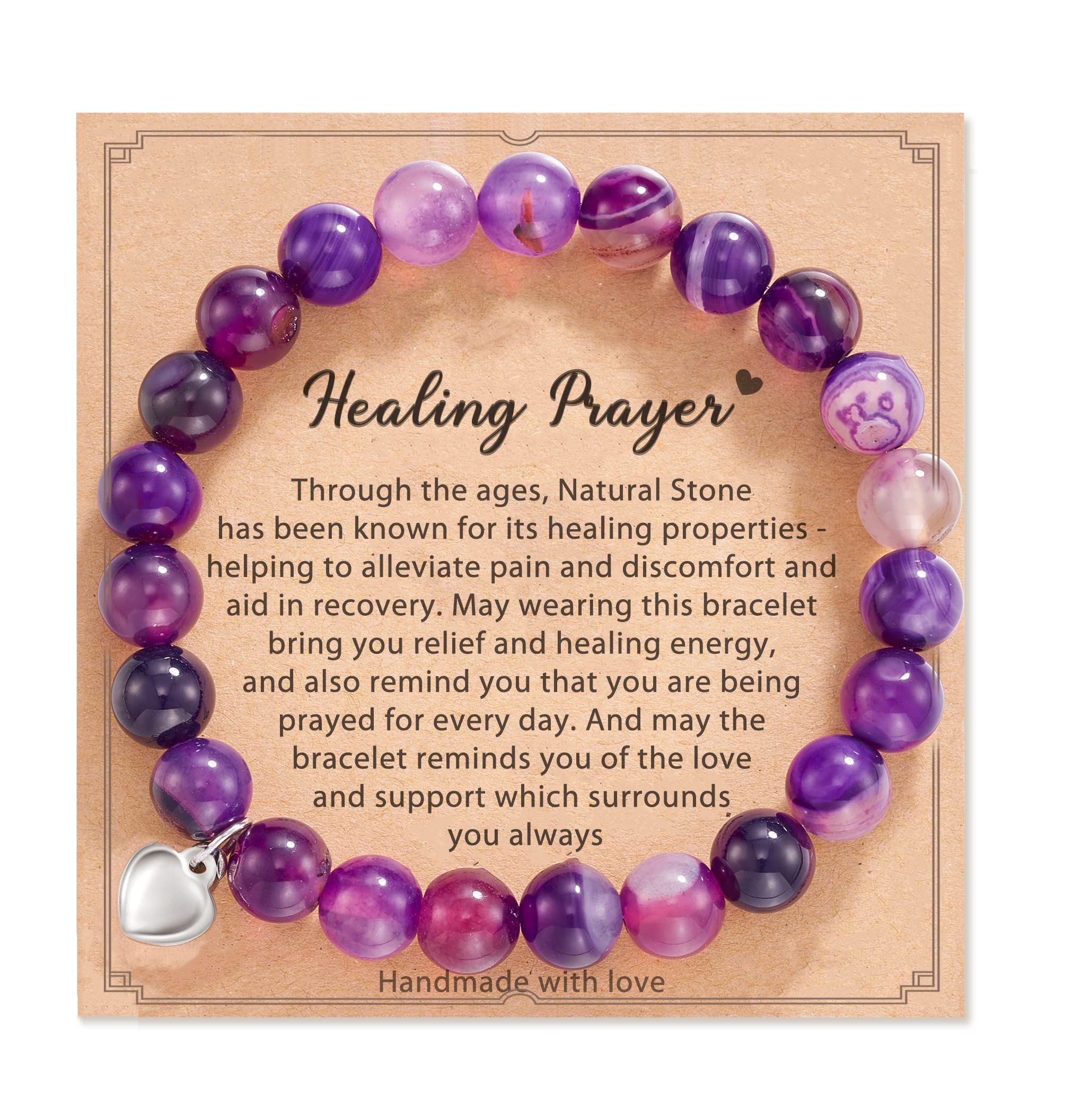 HGDEER Get Well Soon Gifts for Women Crystals Stone Bracelet for Women Purple Gifts, Bracelets for Women, Amethyst Bracelet