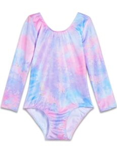 tenvda girls gymnastics leotards toddler kids tumbling outfit size 2t 3t sparkle purple tie dye long sleeve bodysuits