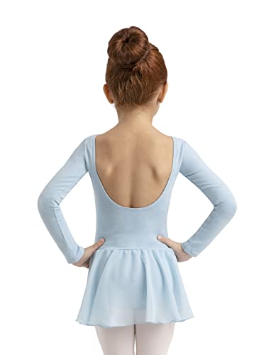 Capezio Girls Long Sleeve Dress, Light Blue, Intermediate