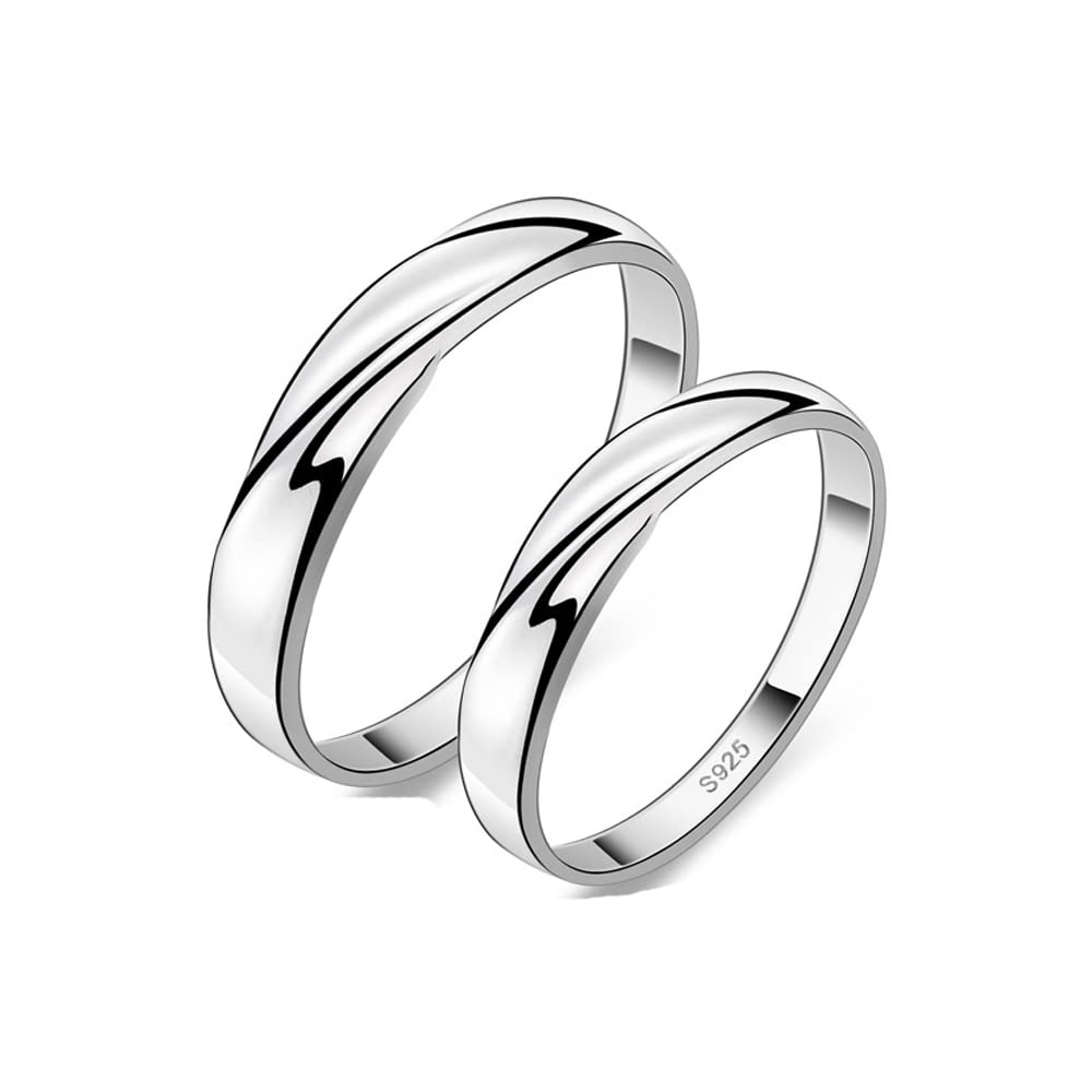 MIKAMU Couple Rings 925 Sterling Silver Adjustable Open fashion Rings Engagement Pair Rings Rings for Men Rings for Women Wedding Promise Engagement Anniversary Ring (B)