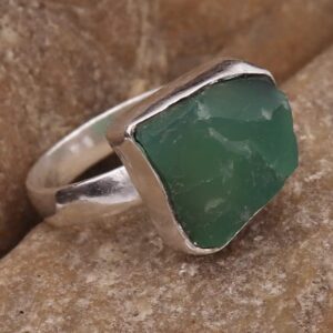 Chrysoprase Gemstone Band Ring 925 Sterling Silver Band Ring Men & Women Band Ring All Size Band Ring Gift Item Handmade Jewerly GESR-469 (US-16)