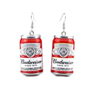 3d simulation beer bottle earrings cute beer bottle drop dangle earrings beer mug can earrings creative party jewelry for women-red