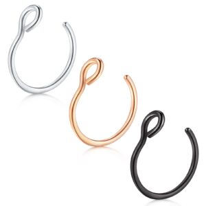 d.bella fake nose ring hoop 20g faux nose piercing jewelry 8mm non-pierced clip on nose hoop rings for faux lip ear nose ring