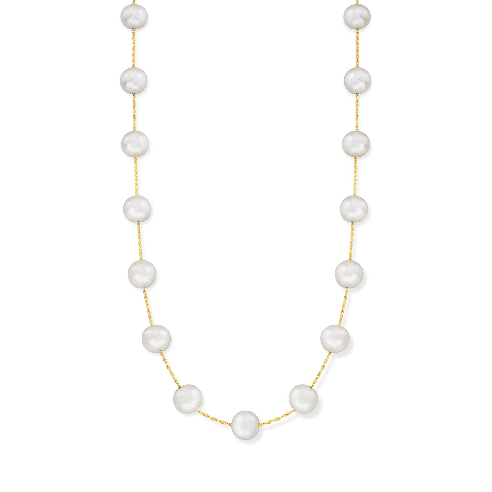 Ross-Simons 7-7.5mm Cultured Pearl Station Necklace in 14kt Yellow Gold. 16 inches