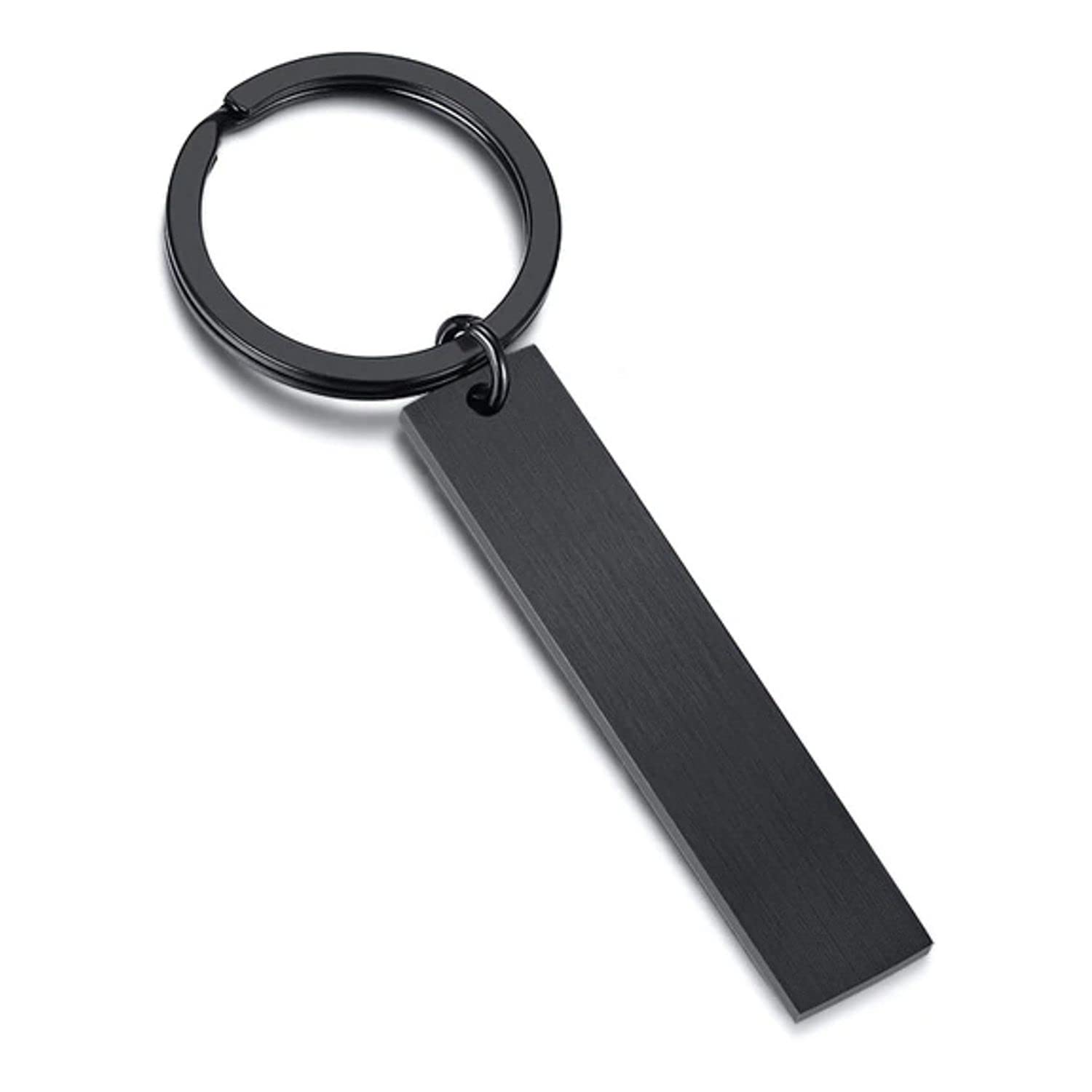 Personalized Quality Black Brushed Stainless Steel Keychain