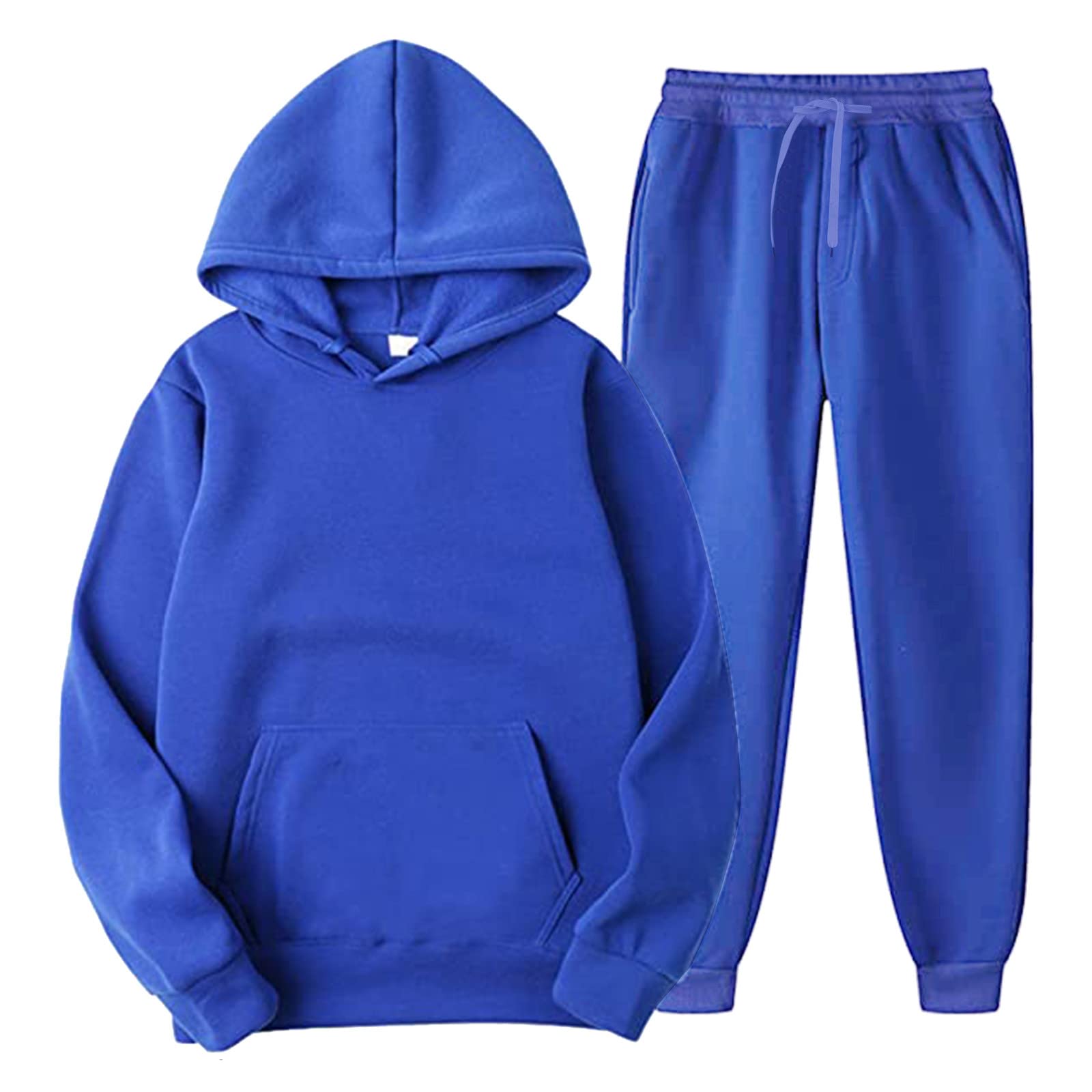 Men's Tracksuits,2 Piece Athletic Hoodie Tracksuit Set Activewear Solid Sweatshirt Sweatpant Sports Set for Men Sweatsuit(Blue,Medium)