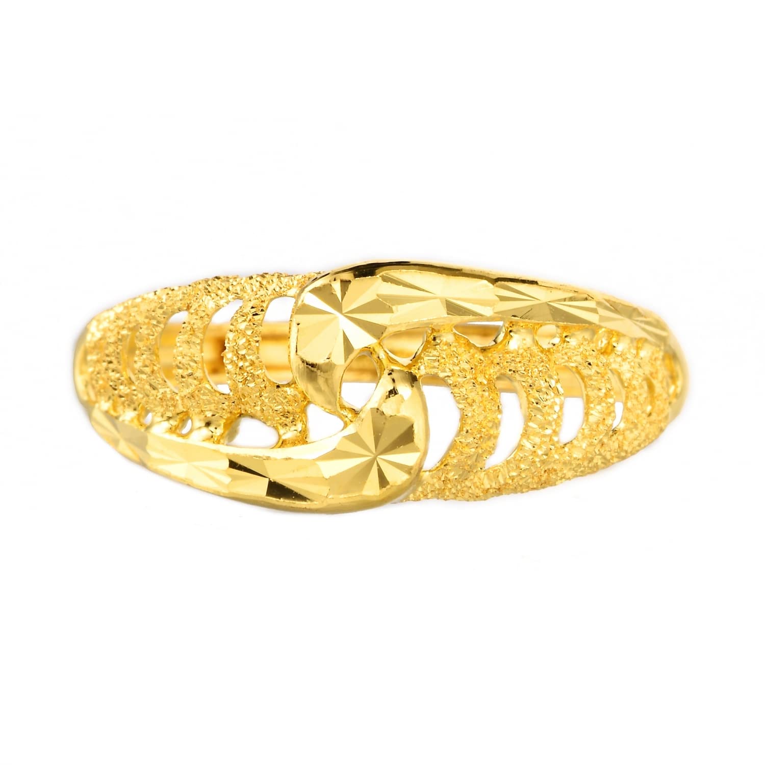 CHOW SANG SANG 999.9 24K Solid Gold Price-by-Weight 4.49g Gold Swirling Band Flower Ring for Women 28472R | Size Adjustable