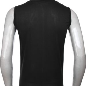 TiaoBug Men's Casual Sleeveless Shirts Mock Turtleneck Pullover Tops Undershirt Vest Tops Black Medium