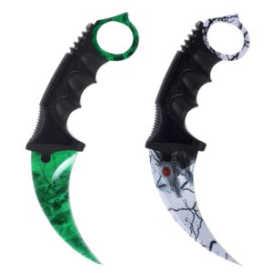 TOPOINT 2 Packs Karambit Knife CS Game Knife (White Green)