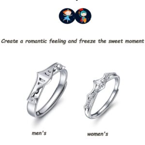 JASXEYO wedding ring sets for him and her，promise rings for couples，promise rings for her，matching rings for couples，dainty rings，Adjustable Princess and Knight Rings Set His and Hers (women's)