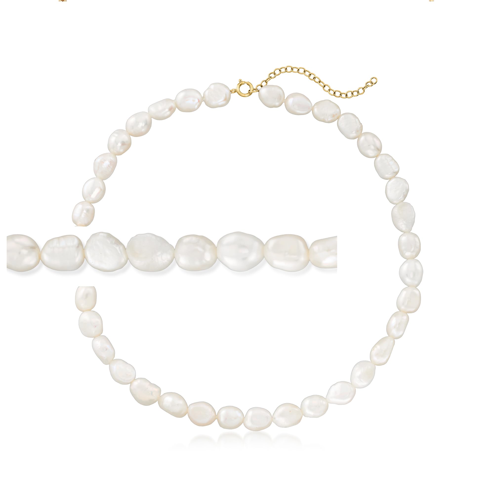 Ross-Simons 6-9mm Cultured Baroque Pearl Choker Necklace With 14kt Yellow Gold. 14 inches