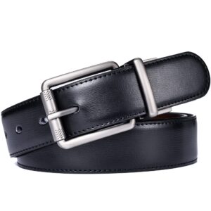 Beltox Men's Genuine Leather Reversible Belt 1.25” Rotate Brushed Roller Buckle Gift Box(Black Coffee with Brushed Roller Buckle,34-36)