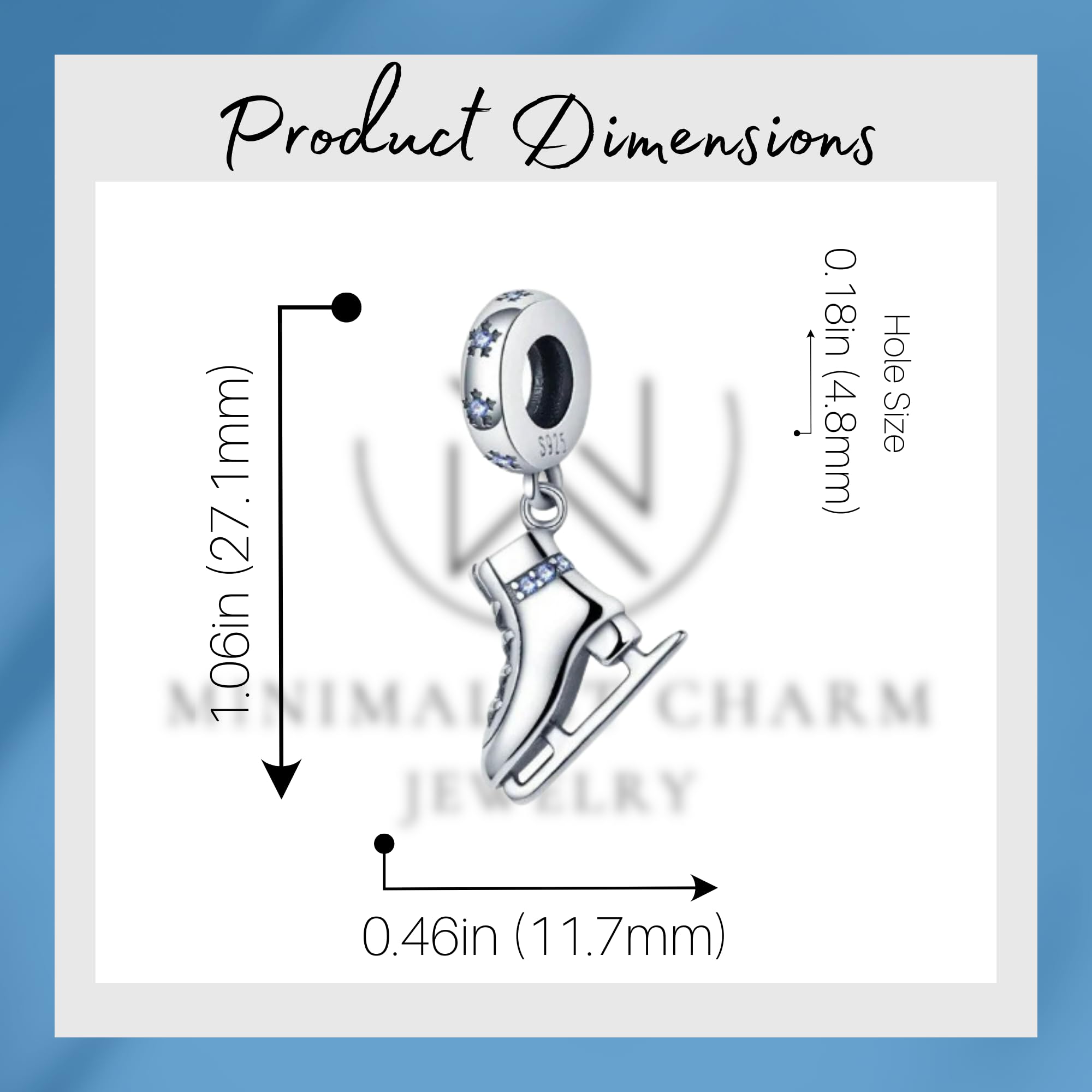 Minimalist Ice Skate 925 Sterling Silver Ice Skate Gift Charm For Birthday Chritmas Fit For Bracelet