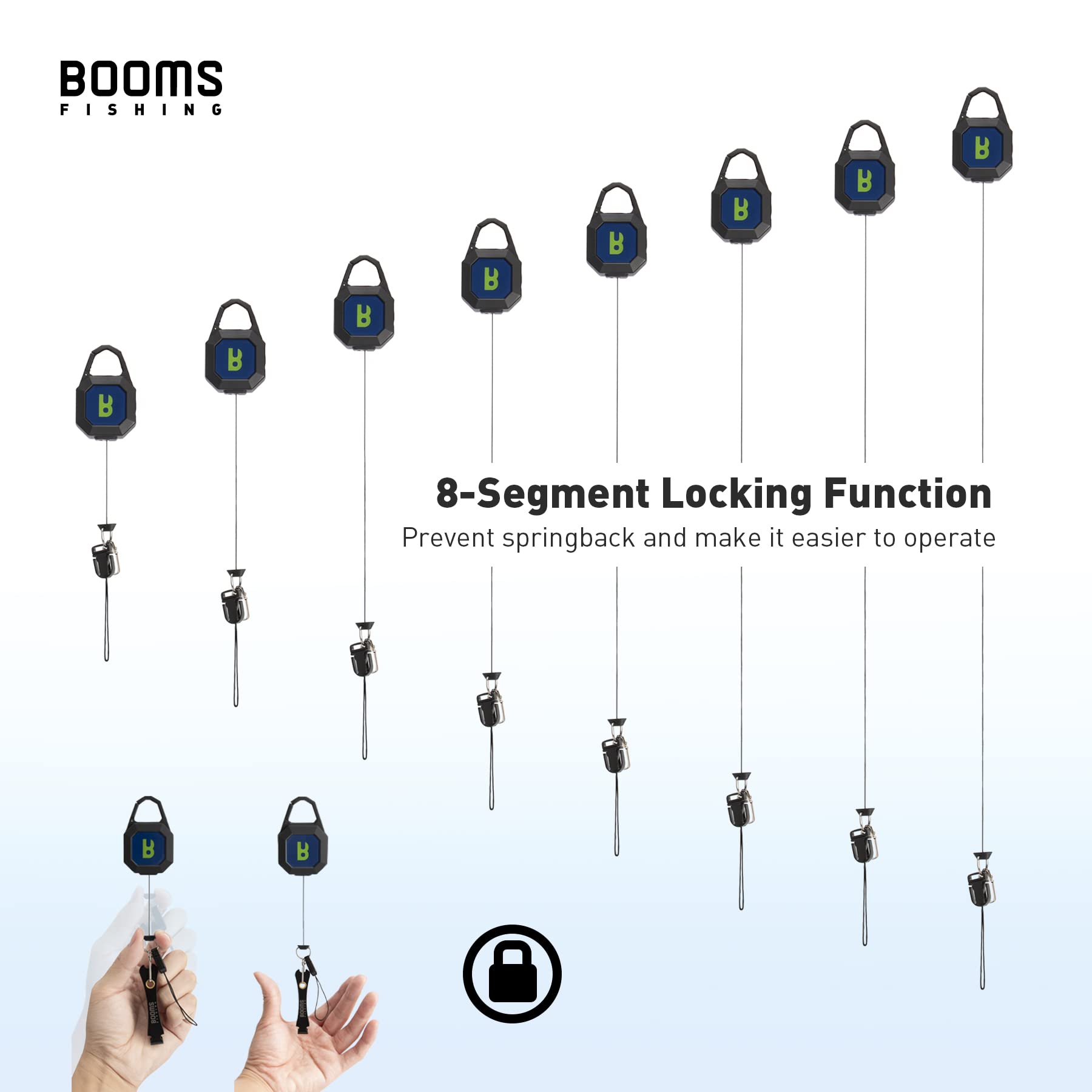 Booms Fishing RG4 2-Pack Fly Fishing Retractor, Locking Retractable Gear Tether, Heavy Duty Retractable Keychain with 27.5” Steel Retractable Cord, 7.7oz Black