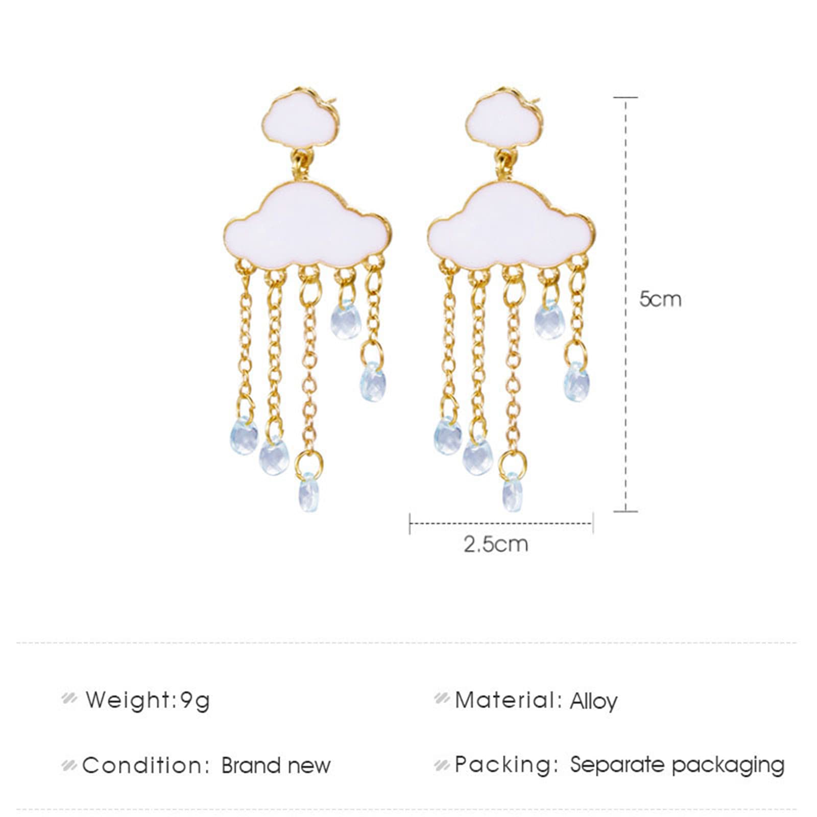 coadipress Cloud Earrings for Women Fashion s925 Silver Needle Long Tassel Gold Plated Raindrop Pearl Dangle Drop Statement Studs Earrings Jewelry (Big Cloud Tassel)