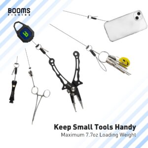 Booms Fishing RG4 2-Pack Fly Fishing Retractor, Locking Retractable Gear Tether, Heavy Duty Retractable Keychain with 27.5” Steel Retractable Cord, 7.7oz Black