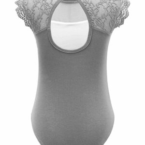 Oyolan Girls Kids Classic Ballet Dance Leotard Sleeveless Lace Floral Gymnastics Bodysuit Unitard Ballerina Costume Grey 15-16 Years