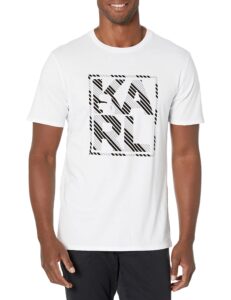 karl lagerfeld paris men's stack striped logo crewneck short sleeve solid t-shirt, white, x-large