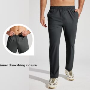 Willit Men's Running Pants with Zipper Pockets Open Bottom Quick Dry Lightweight Track Pants Athletic Workout Deep Gray L