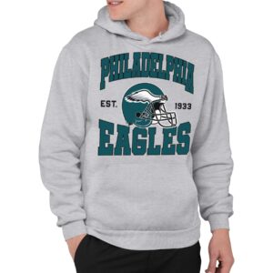 junk food clothing x nfl - philadelphia eagles - team helmet - unisex adult pullover fleece hoodie for men and women - size large