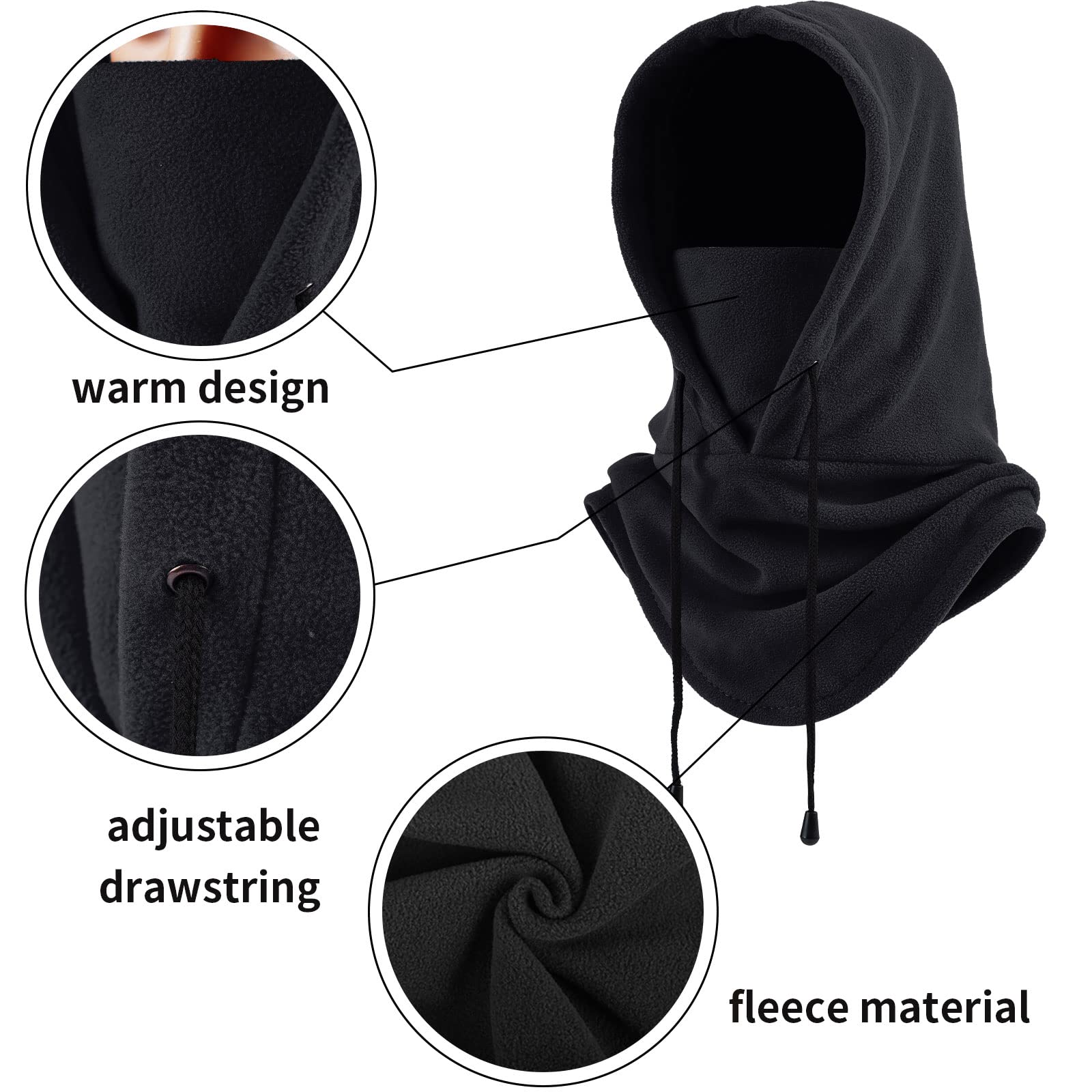 Oldelf Ski Mask Fleece Mask Warm Balaclava Stay Warm and Comfortable Face Mask for Men Women Breathable Sports Mask- Black…