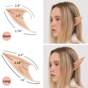 FRESHME Elf Ears with Cuff Earrings Set - Soft Pointed Elf Ears with Non-Pierced Silver Chain Butterfly Ear Clips for Women s Anime Party Christmas Renaissance Halloween Custome Cosplay Accessories Photo Props