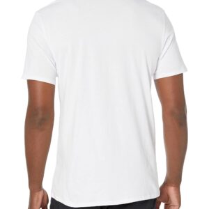 Karl Lagerfeld Paris Men's Stack Striped Logo Crewneck Short Sleeve Solid T-Shirt, White, X-Large