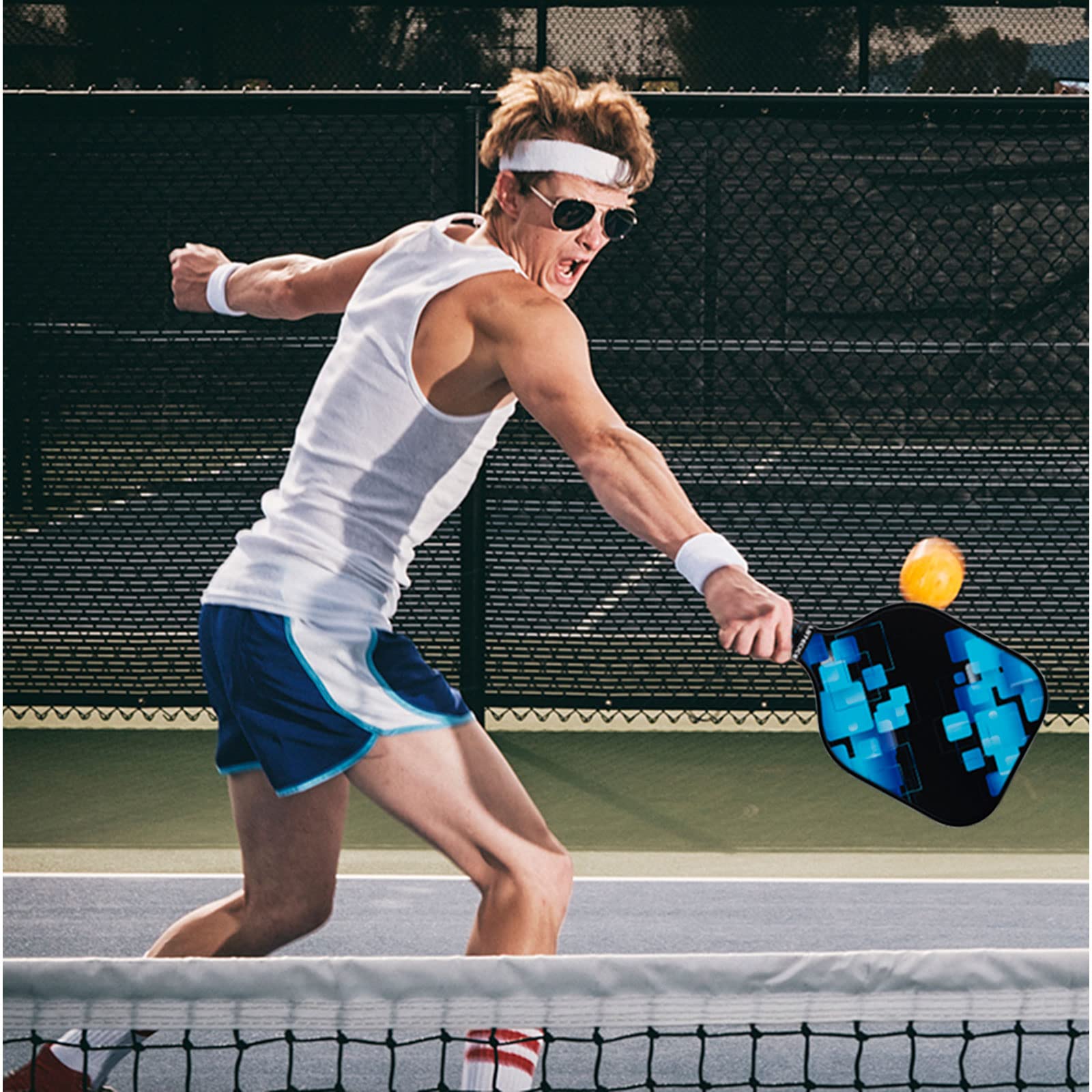 Pickleball Paddles Set of 4, USAPA Standard Fiberglass Surface Pickleball Paddles, Pickleball Set with 4 Pickleball Rackets, 4 Pickelball Balls, 1 Pickelball Bag, Pickle Ball Paddle Set for Men Women