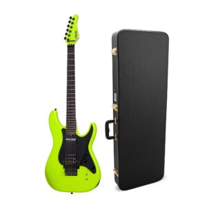 schecter sun valley super shredder fr s 6-string electric guitar in birch green bundle with hard shell protective case (2 items)