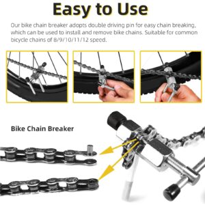 Mardatt 8Pcs Bike Repair Tool Kit Includes Bike Crank Extractor, Spoke Wrench, Bottom Bracket Remover, Cassette Removal Tool, Chain Breaker, Spanner Wrench, Flywheel Chain Removal Tool