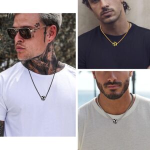 Bestyle 18K Gold Plated Soccer Football Pendant Necklaces Stainless Steel Sport Chain Trendy Women Men Sport Fan Jewelry Gift Soccer Charm Necklace for Football League/World Cup