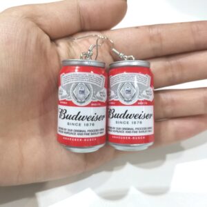 3D Simulation Beer Bottle Earrings Cute Beer Bottle Drop Dangle Earrings Beer Mug Can Earrings Creative Party Jewelry for Women-Red