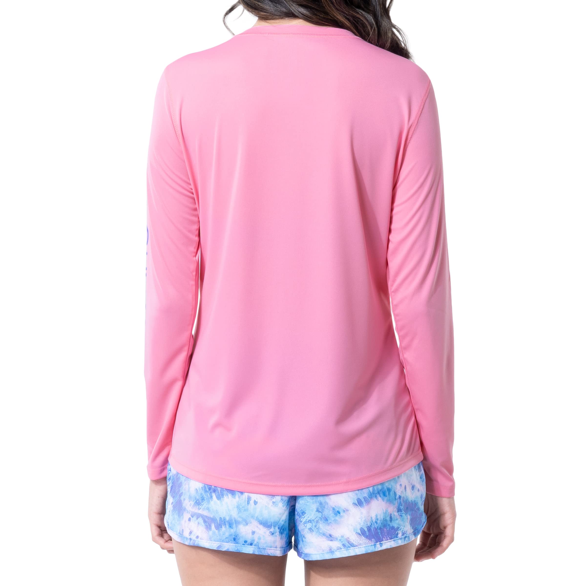 Guy Harvey Women's Long Sleeve Performance Sun Protection Shirt UPF 50+, Sachet Pink, Large