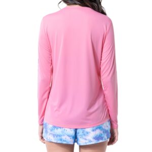 Guy Harvey Women's Long Sleeve Performance Sun Protection Shirt UPF 50+, Sachet Pink, X-Large