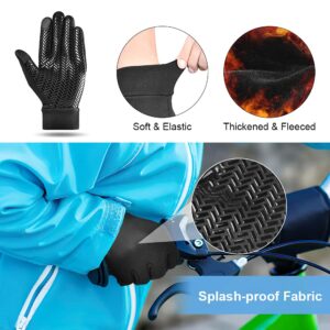 EEFOW Girls Waterproof Winter Touchscreen Gloves: Warm Lightweight Cycling Snow Mitten for Age 6-8 Years Boys & Girls Youth Big Children for Cold Weather Running Ski Football Riding Soccer