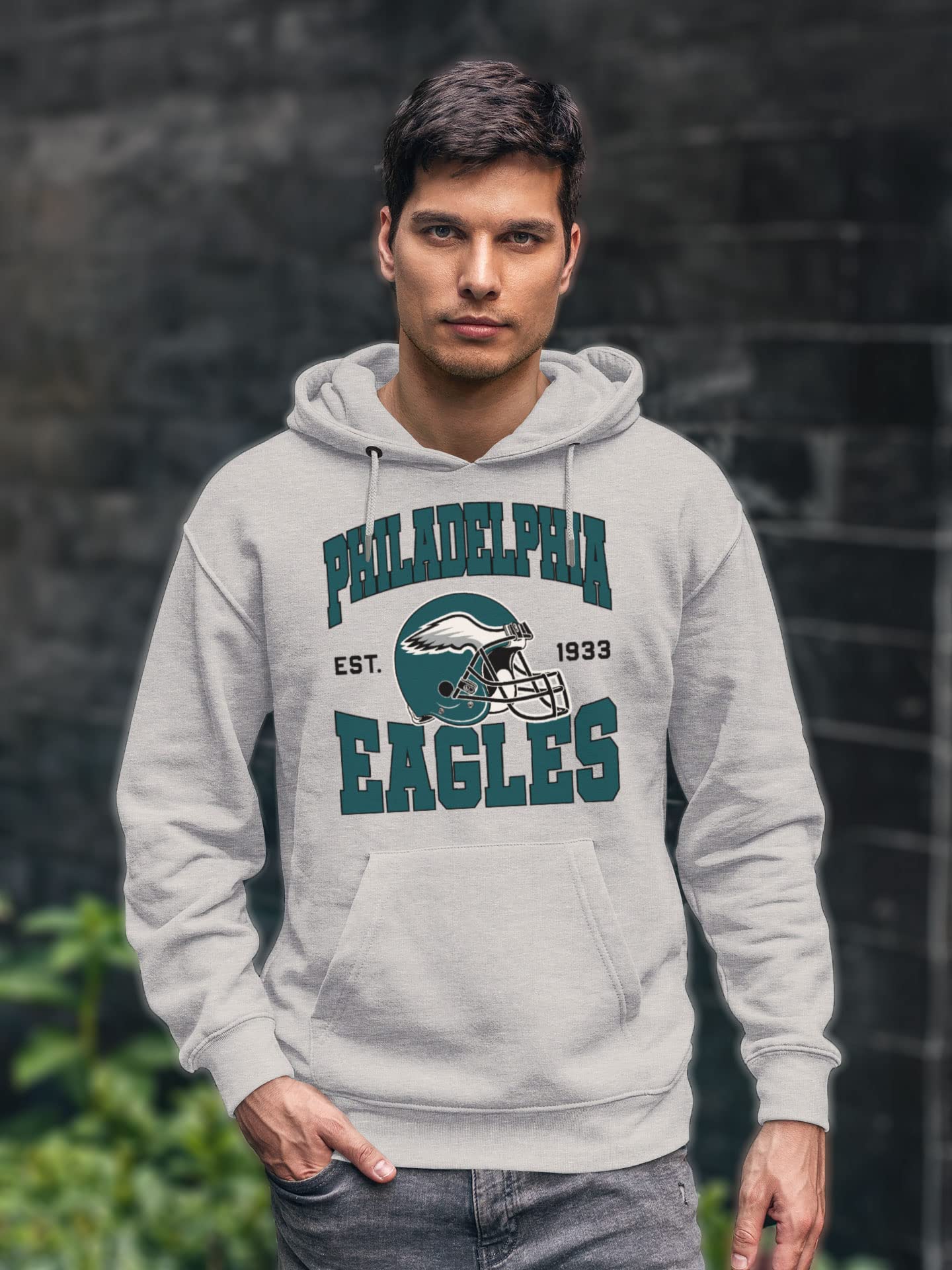 Junk Food Clothing x NFL - Philadelphia Eagles - Team Helmet - Unisex Adult Pullover Fleece Hoodie for Men and Women - Size Large