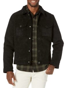 karl lagerfeld paris men's trucker jacket, sherpa lined black, small