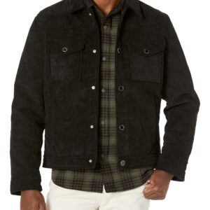 Karl Lagerfeld Paris Men's Trucker Jacket, Sherpa Lined Black, Medium