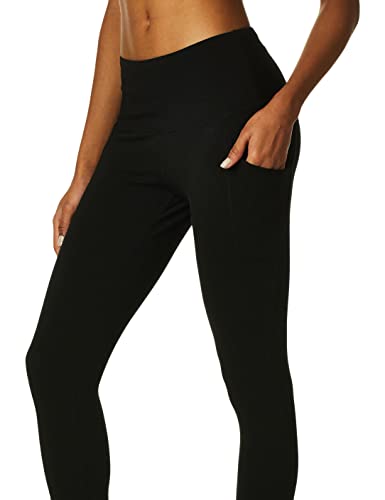 Jockey Womens Cotton Stretch Basic Ankle with Side Leggings, Deep Black