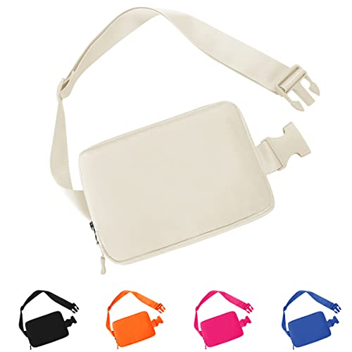 TDIFFUN Fanny Packs for Women Men, Fashion Waist Pack Small Belt Bag with Adjustable Strap for Running, Travel and Hiking, Cream