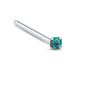 925 Sterling Silver Straight Nose Stud Ring 2.5mm Blue Faux Opal 22G