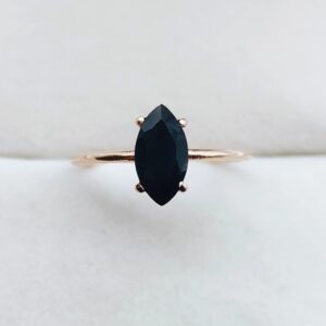 Natural Black Onyx Ring Faceted Onyx Ring Handmade Ring Statement Jewelry Minimalist Ring Onyx Marquise Ring Designer Beautiful Gift Ring BY FOREVER GEMS & JEWELS